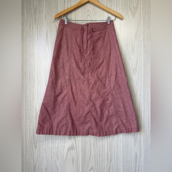 J. Crew Mauve Linen Blend MIDI Skirt Size 0 EUC - Picture 1 of 3